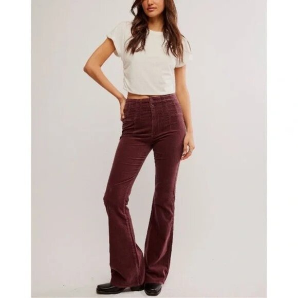 Free People We The Free Jayde Cord Flare Jeans | Chocolate Truffle | Size 29 - Picture 1 of 9
